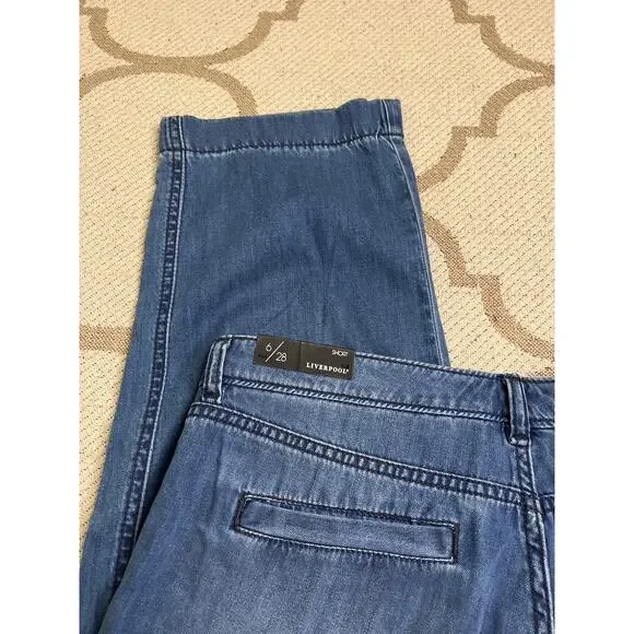 Liverpool cole trouser belfast wash denim The Crop Blue Jeans, size: 6/ 28 - Picture 10 of 10